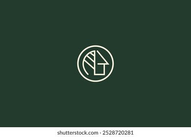 house and leaf monoline logo design template