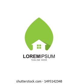 House with leaf symbol logo design