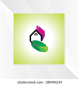 house with leaf vector illustration 