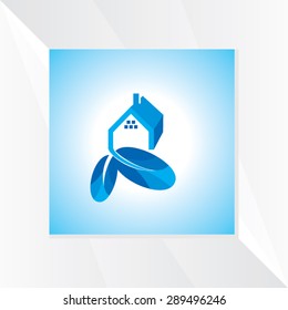house with leaf vector illustration 