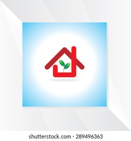 house with leaf vector illustration