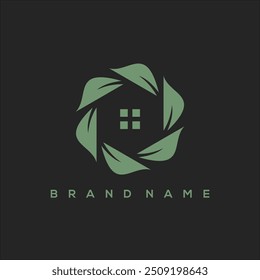 house and leaf vector logo ornament