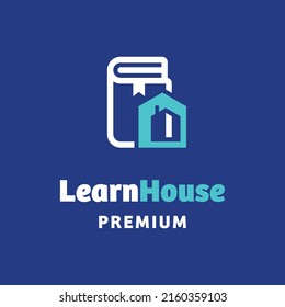 House with learn logo design vector graphic symbol icon sign illustration creative idea
