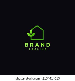 House and Leaves Line Icon