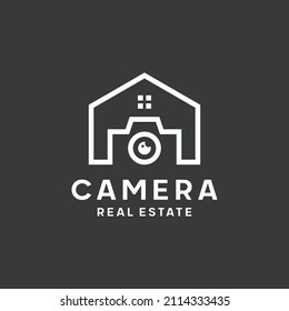 House of lens camera photography real estate logo design