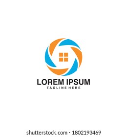 House With Lens Logo Vector Illustration Icon