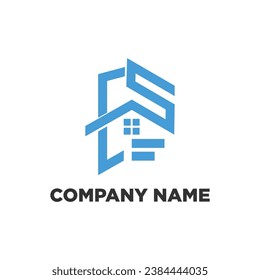house letter CS, FS, CP and grow logo design vector
