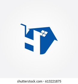 house in letter H icon to logo company