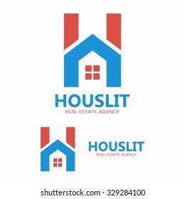 House and letter H logo template