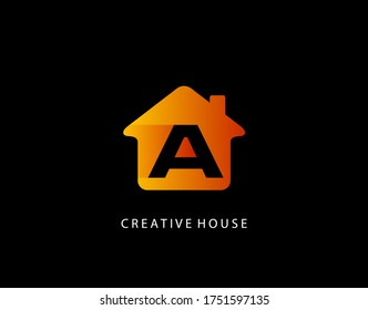 House A Letter Logo. Creative Icon Created From Negative Space of Initial A Combined With Minimalist House Shape Design. Perfect for modern real estate industry.