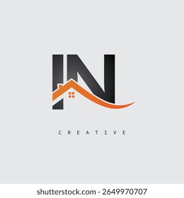 Logotipo da carta in house - Monograma criativo imobiliário com forma de telhado e ícone da casa para propriedade, arquitetura e identidade de marca moderna