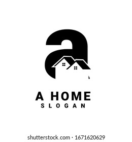 house with letter a logo initial design