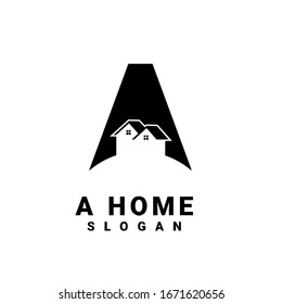 house with letter a logo initial design