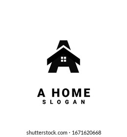 house with letter a logo initial design