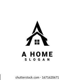 house with letter a logo initial design