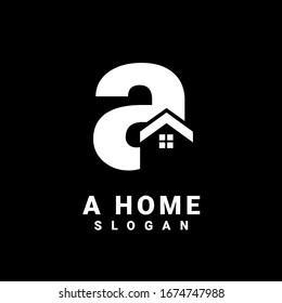 house with letter a logo initial design
