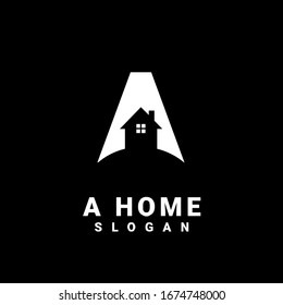 house with letter a logo initial design