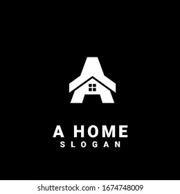 house with letter a logo initial design