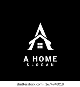 house with letter a logo initial design