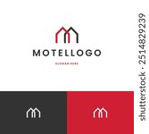 House letter M logo design modern concept, logo for motel