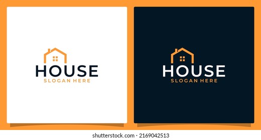 House lettering design with house building logo shape vector illustration. Good for brand, advertising, real estate, construction, property and home