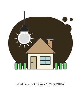 House and light bulb icon. Flat style. 