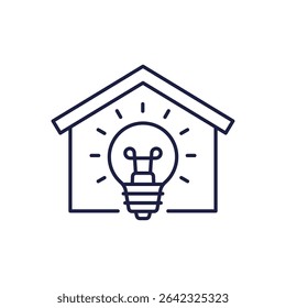 House and light bulb line icon