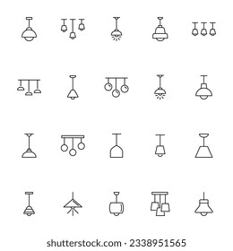 House light line icon set. Perfect for web sites, books, stores, shops. Editable stroke in minimalistic outline style