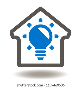 House Lightbulb Icon Vector. Home building lamp Illustration. IOT Logo. Home smart control symbol.