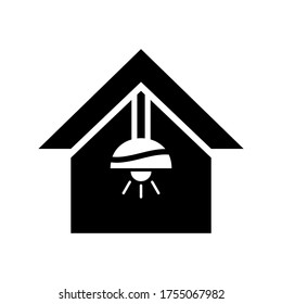 Icono de iluminación de la casa o logotipo símbolo de señas aislado ilustración vectorial - iconos vectoriales de estilo negro de alta calidad
