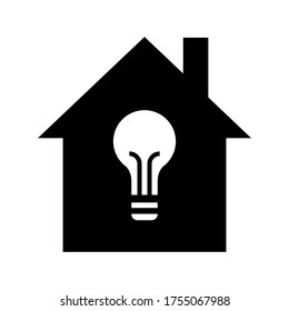 Icono de iluminación de la casa o logotipo símbolo de señas aislado ilustración vectorial - iconos vectoriales de estilo negro de alta calidad
