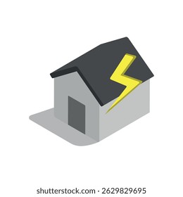 Haus mit Blitzsymbol - für Strom, Energie, Stromverbrauch und elektrisches Sicherheitskonzept.