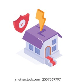 A house with a lightning bolt and shield showing natural disaster insurance