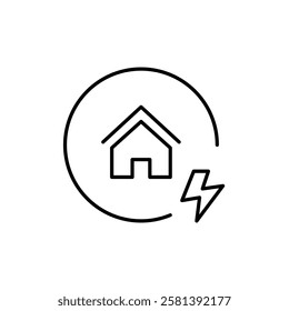 House and lightning bolt. Sustainable energy, smart home. Pixel perfect vector icon