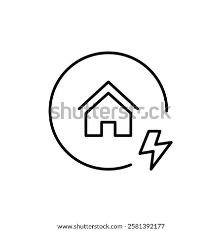 House and lightning bolt. Sustainable energy, smart home. Pixel perfect vector icon