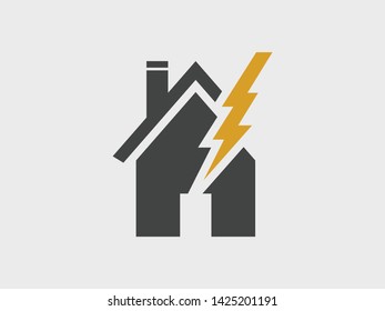 House and lightning damage, vector icon