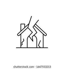 Casa, relámpago, icono de destrucción. Línea simple, contorno vectorial elementos de los iconos de desastres naturales para ui y ux, sitio web o aplicación móvil