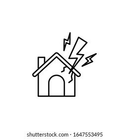 House, lightning, destruction icon. Simple line, outline vector elements of natural disasters icons for ui and ux, website or mobile application