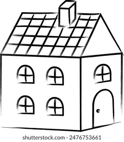 House line art. Brush stroke handdrawn style. Sweet home sign, vector illustration.