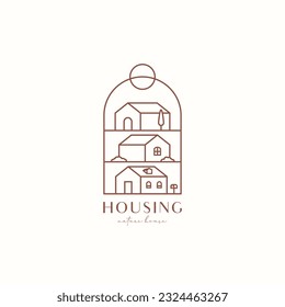 House line art outline minimal logo vector icon, sign, symbol design concept