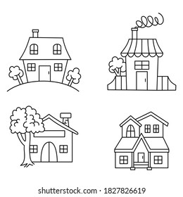 House line art, vector illustration.