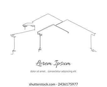 House line drawing. Vector illustration. Isolated on white background. Single Line Art Home