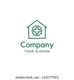 ilustración vectorial de línea de casa, más signo, texto. vista superior, perfecta para empresas de salud, compañías de salud y más