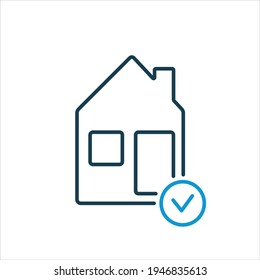 House line icon with check mark. Real estate agency. Inspection real estate line icon. Vector
