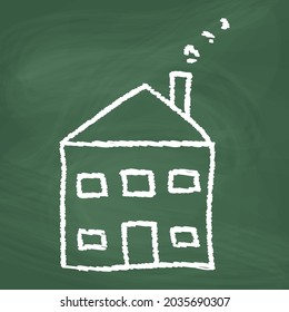 House line Icon design white chalk. Draw a picture on the blackboard.