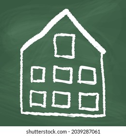 House line Icon design white chalk. Draw a picture on the blackboard.
