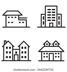 House Line Icon. Editable Stroke. House, icon set. Houses, buildings, linear icons. Line with editable stroke. house icon, home, line symbol on white background - editable stroke vector illustration