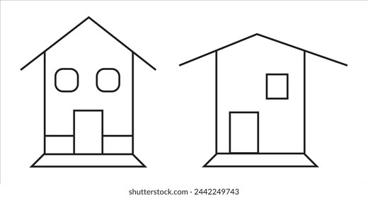 House Line Icon. Editable Stroke. House, icon set. Houses, buildings, linear icons. Line with editable stroke. house icon, home, line symbol on white background - editable stroke vector illustration