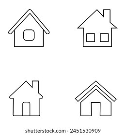 Hausliniensymbol, Grundrisssymbol, flache, von der Vektorgrafik isolierte Abbildung. Seitenansicht. Immobilien, Haus mieten. Vektorillustration. EPS-Datei 261.