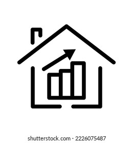 House line icon illustration with chart. suitable for house buyer report icon. icon related to real estate. Simple vector design editable. Pixel perfect at 32 x 32